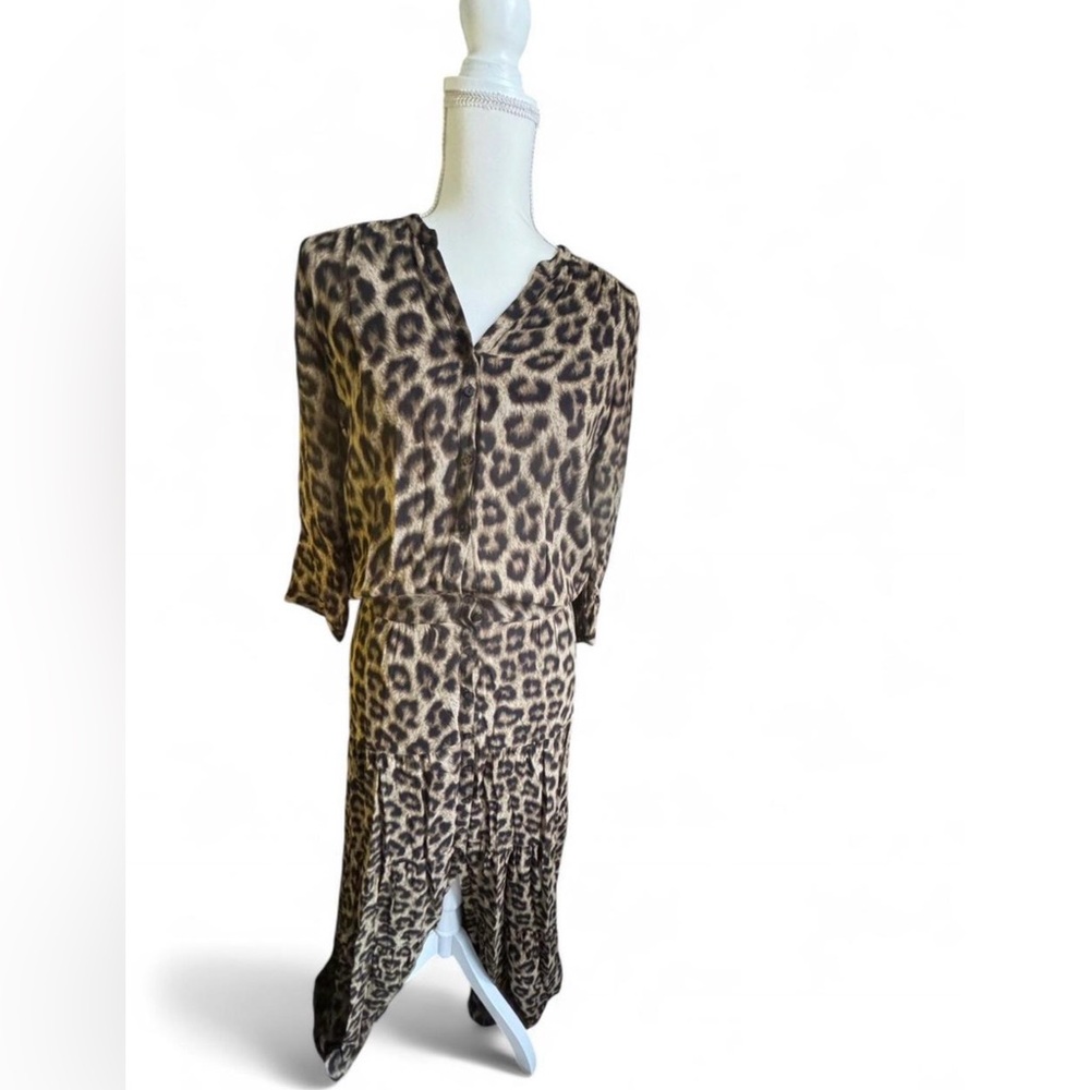 ba&sh Black and Leopard Print Maxi Dress Size 0 XS